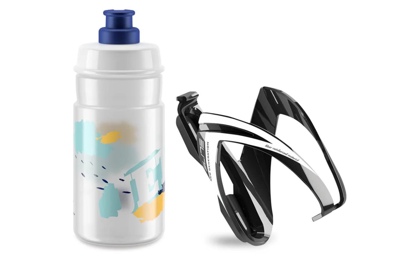 Elite Kit Ceo-Kindertrinkflasche mit 350 ml und Ceo-Flaschenhalter - transparent/blau
